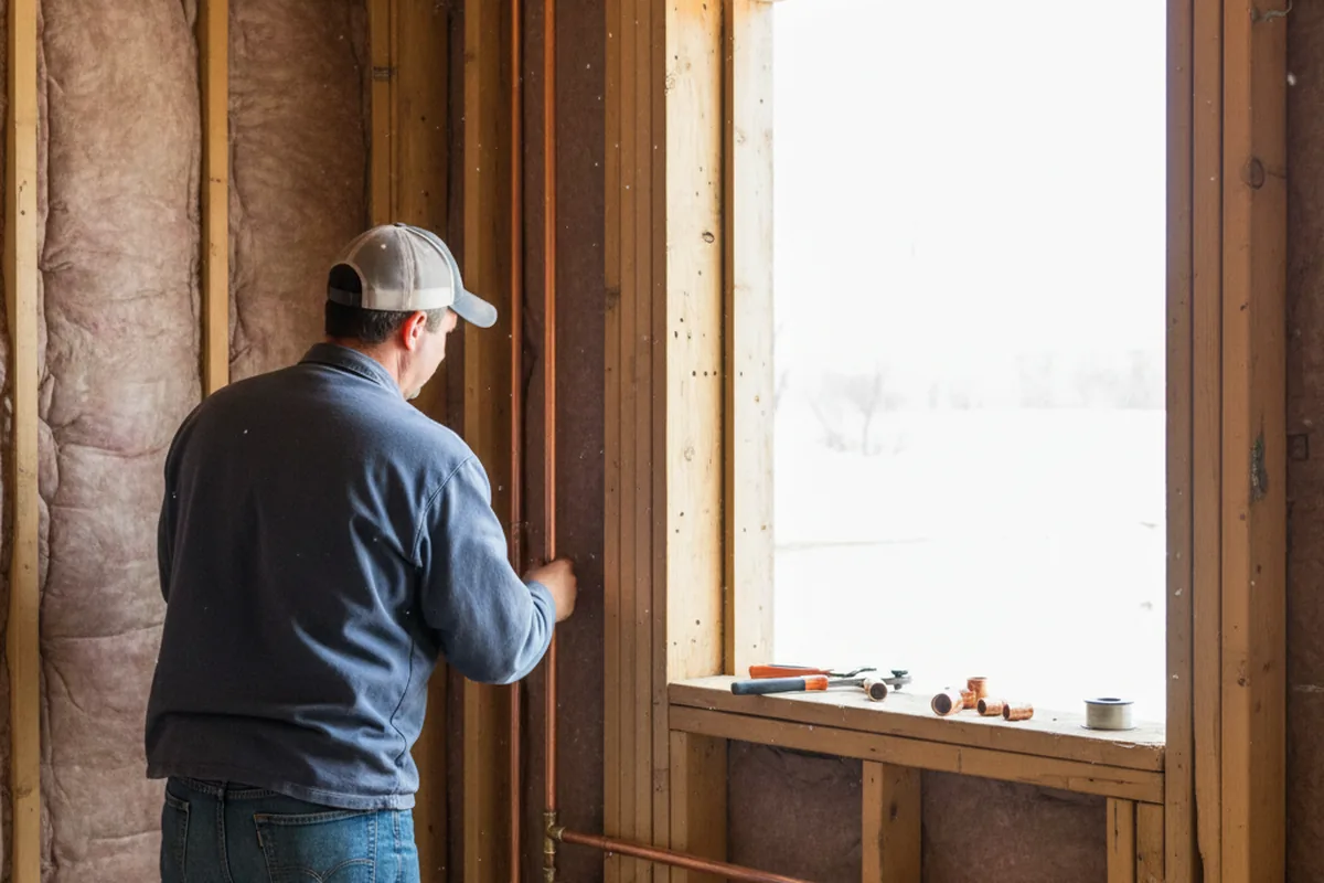 Licensed plumber running new copper supply lines in a Longview home
