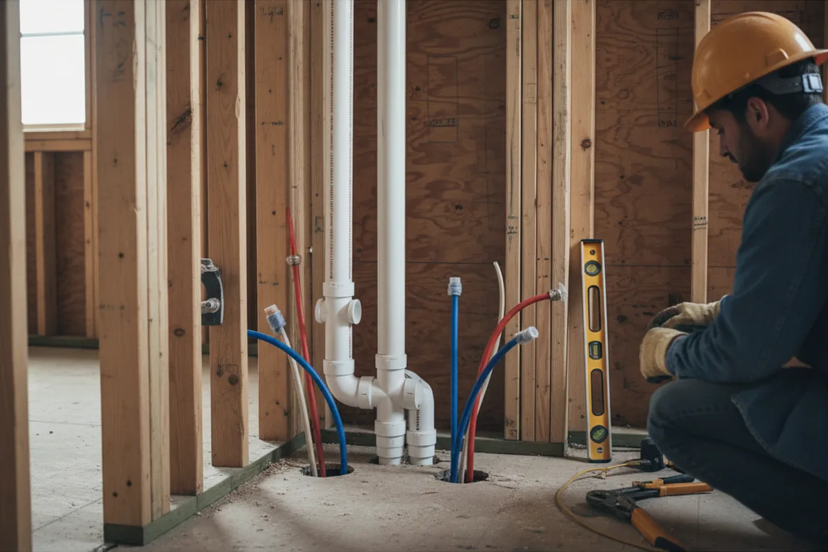 Drain and supply rough-in during Drain Cleaning in Longview